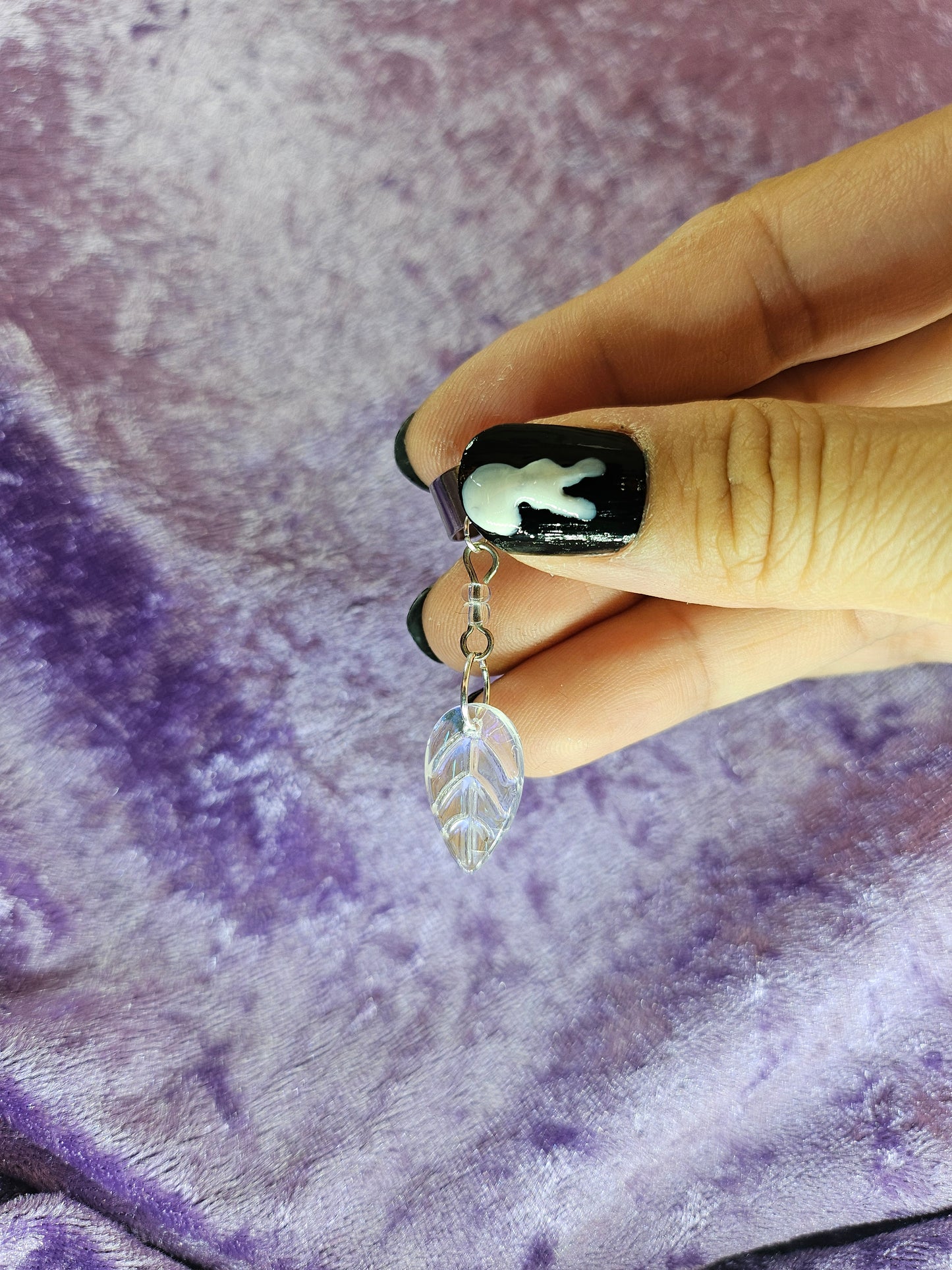 Dewdrop Iridescent Leaf Non-Piercing Ear Cuff