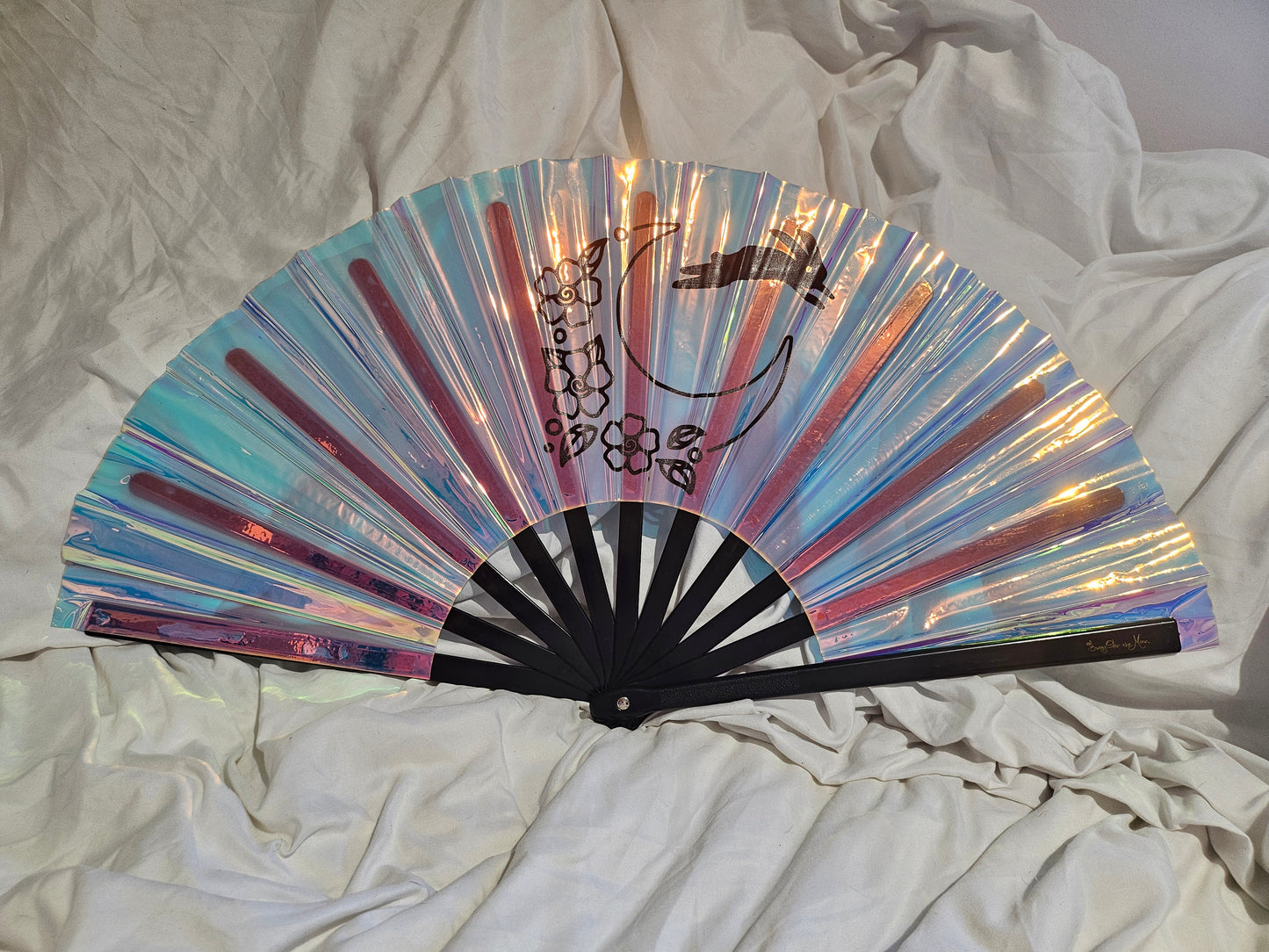 Bunny Over the Moon Hand Fan