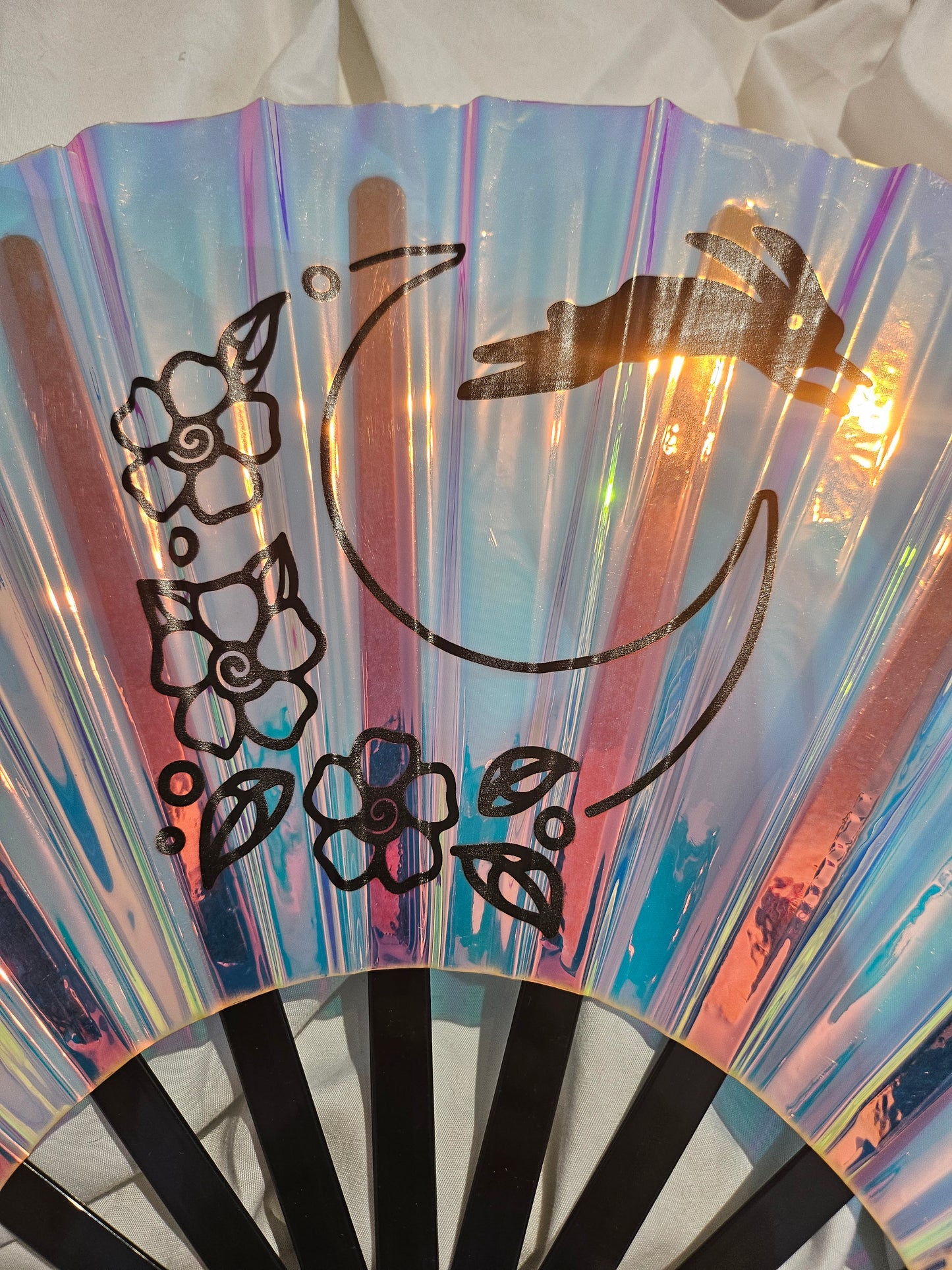 Bunny Over the Moon Hand Fan