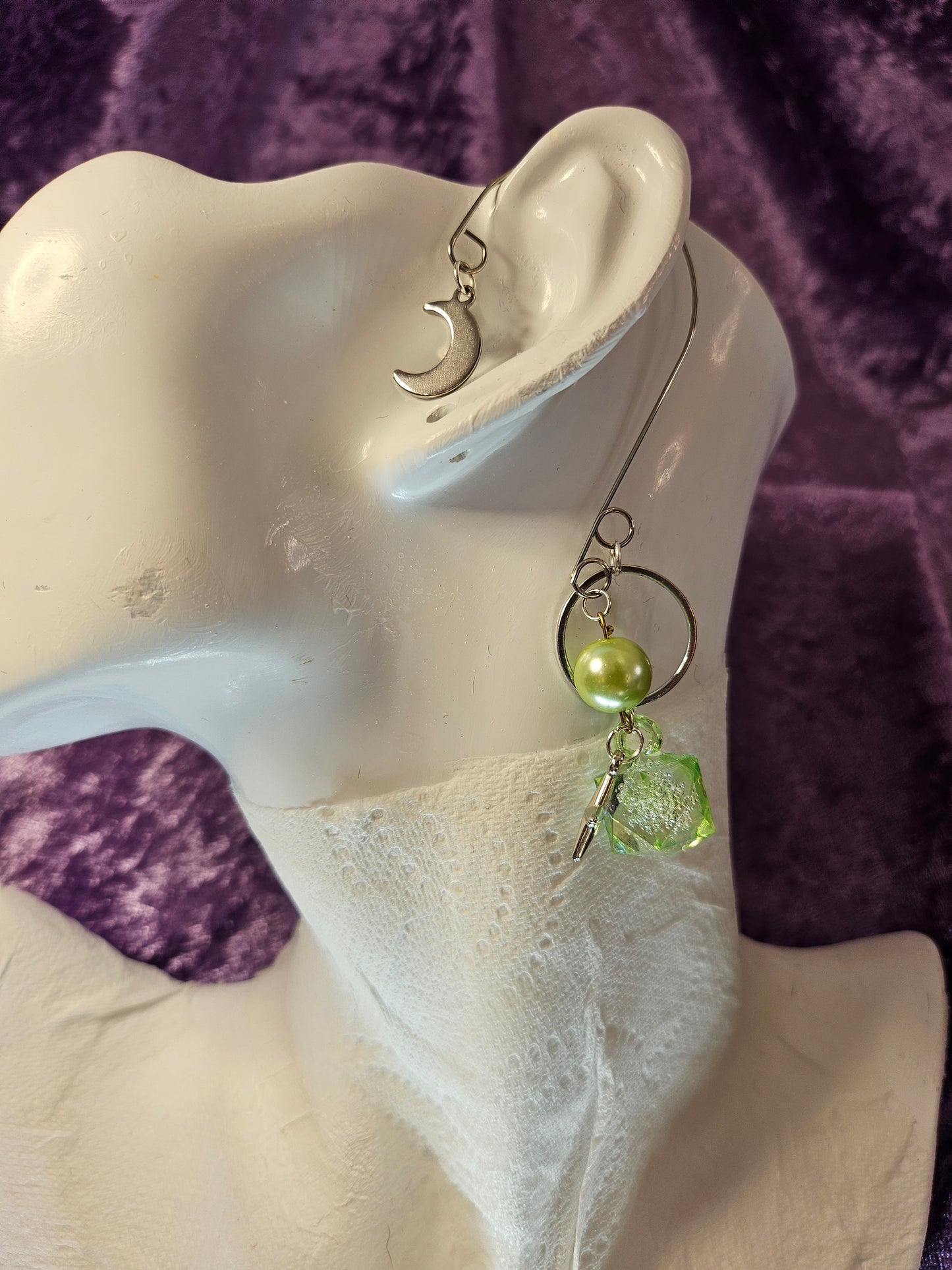 Green Wrap Wire Ear Cuff