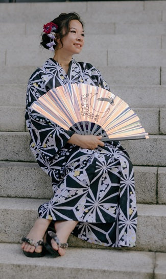 Bunny Over the Moon Hand Fan