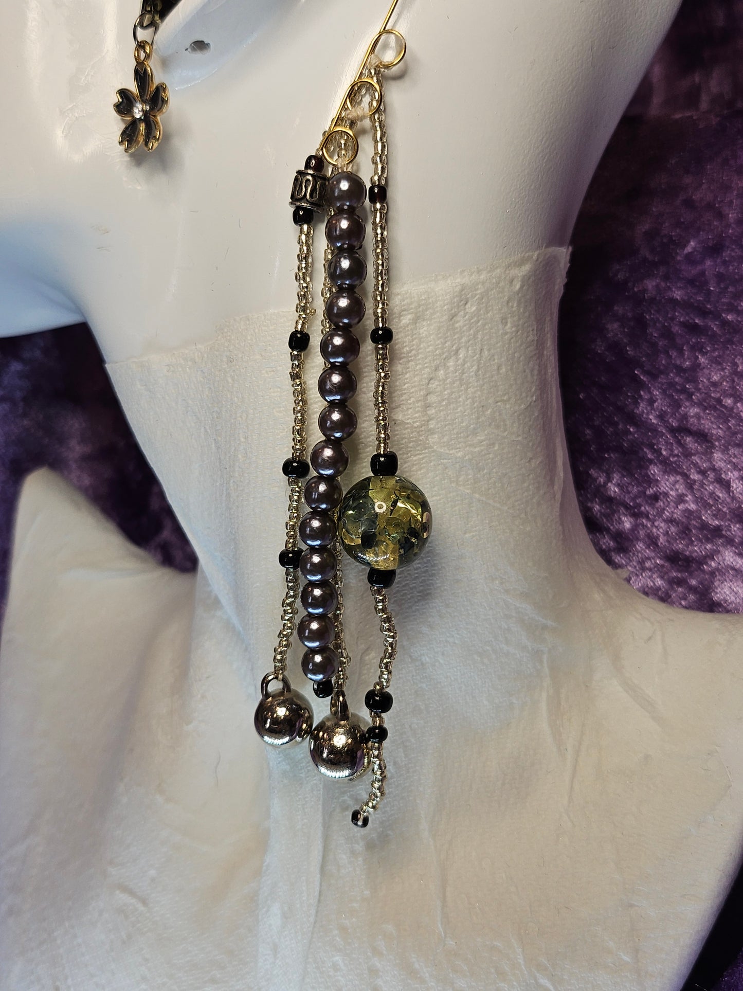 Black Petals Wire Ear Cuff