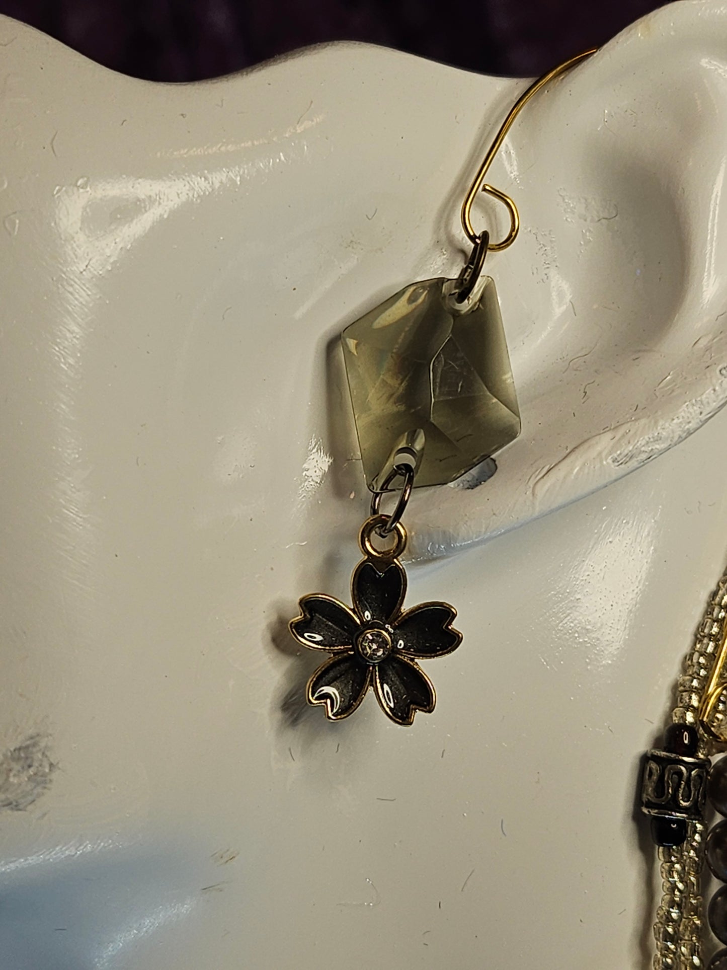 Black Petals Wire Ear Cuff