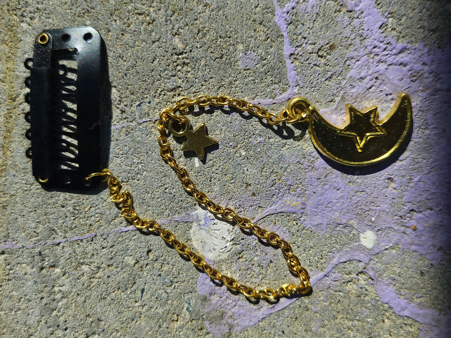 Gold Moon and Stars Hair Clip