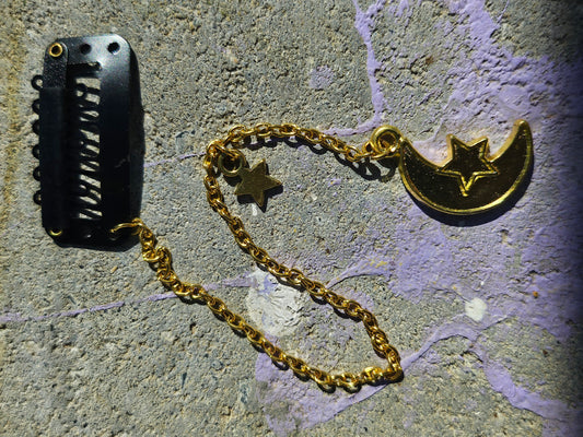 Gold Moon and Stars Hair Clip