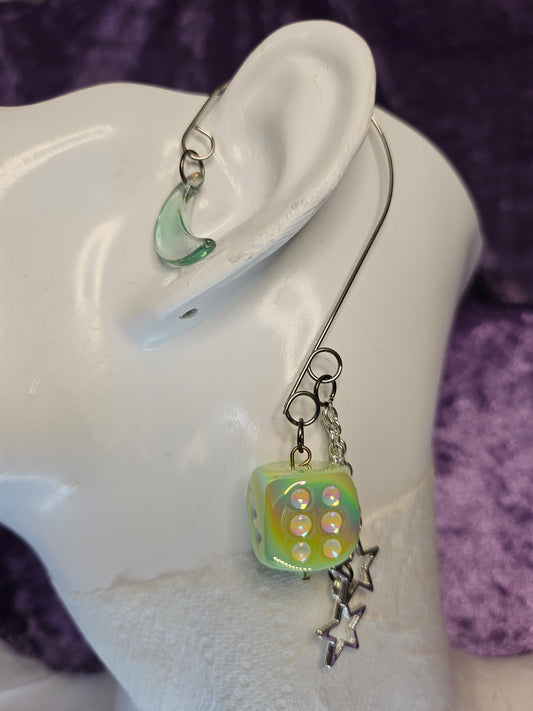 Lime Lucky Stars Wire Ear Cuff
