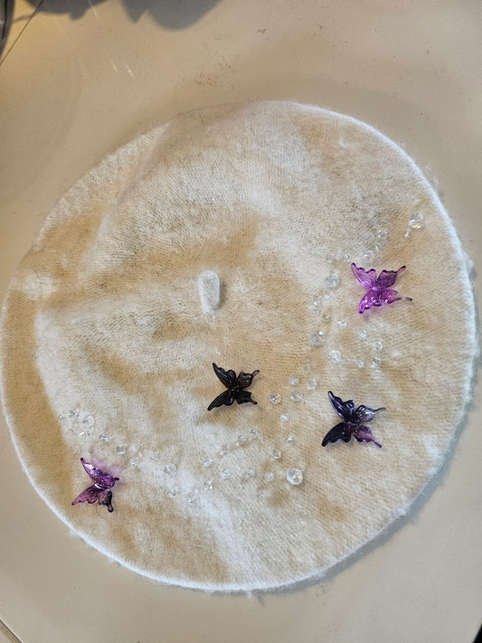 Purple Butterflies Beret